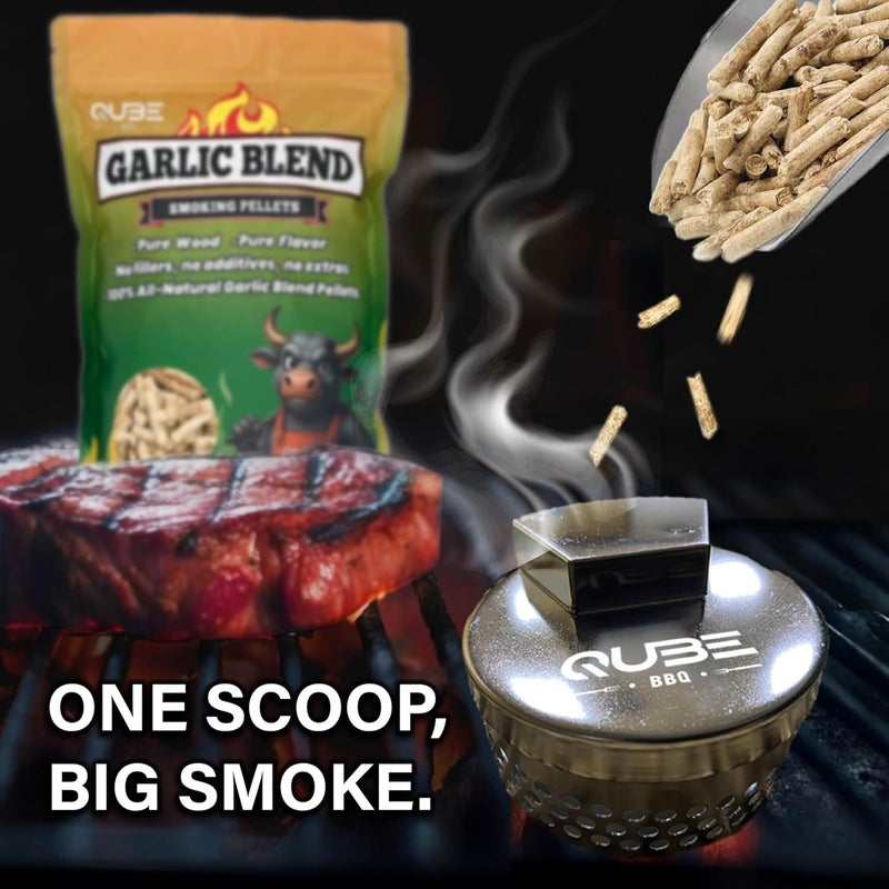 QUBE BBQ Garlic Blend Smoking Pellets | Bold & Savory BBQ Smoke | Use Less, Taste More | All-Natural Smoking Blend for Grills, Smokers, and Tubes | 2lb Bag - Image 4